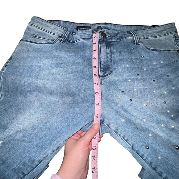 Kut From The Kloth Ankle Straight Leg Distressed Studded Jeans Women Size 16 New - Picture 6 of 13